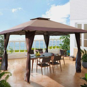 PHI VILLA 13'x13' UV Block Sun Shade Gazebo Canopy